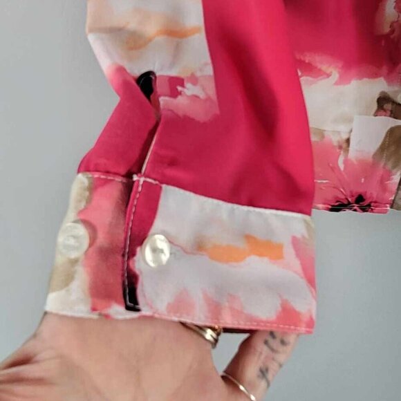 Tanjay Petite Bright floral blouse. Colours pink, tan, orange, black and white. - Picture 6 of 6